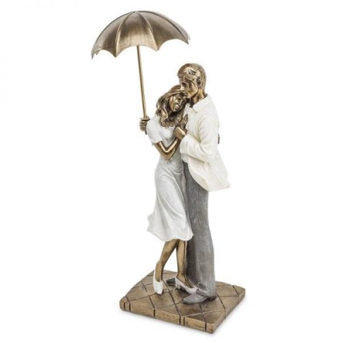 Fiatal pár esernyő alatt szobor, 28 cm