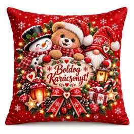   Karácsonyi plüss párna, Boldog karácsonyt, manó, maci, hóember