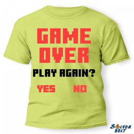 Vicces póló több színben, game over, play again