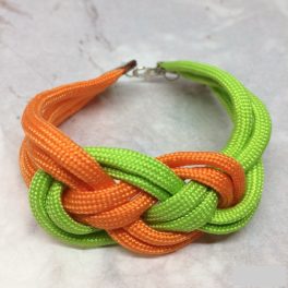   Tengerészcsomós karkötő, neonzöld-narancssárga színben