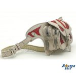 Hasi-tasi bőr övtáska, Swarovski kristállyal, piros berakással