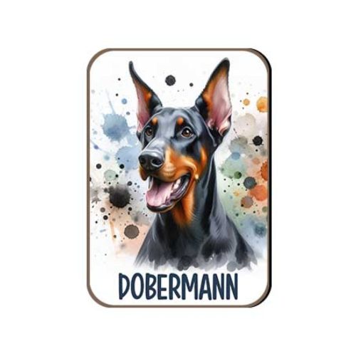 Kutyás fa hűtőmágnes, Dobermann