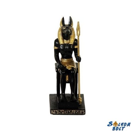 Anubisz egyiptomi isten szobor, ülő, kicsi