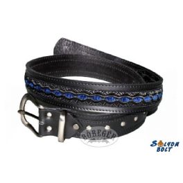 Bőr öv, kék csipkével
