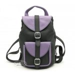Női bőr hátitáska, hátizsák, fekete-lila