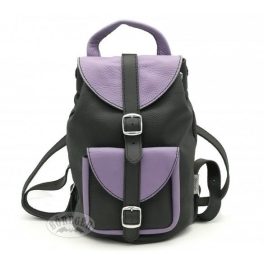 Női bőr hátitáska, hátizsák, fekete-lila