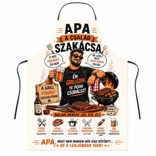 Vicces szakács kötény, Apa a család szakácsa