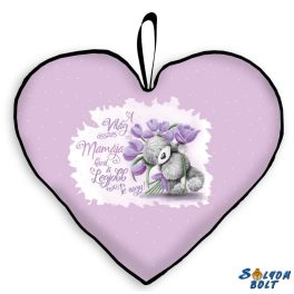 Szív alakú párna, tulipánok lila, mama
