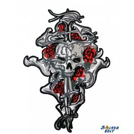 Rózsás koponya hátfelvarró, nagyméretű