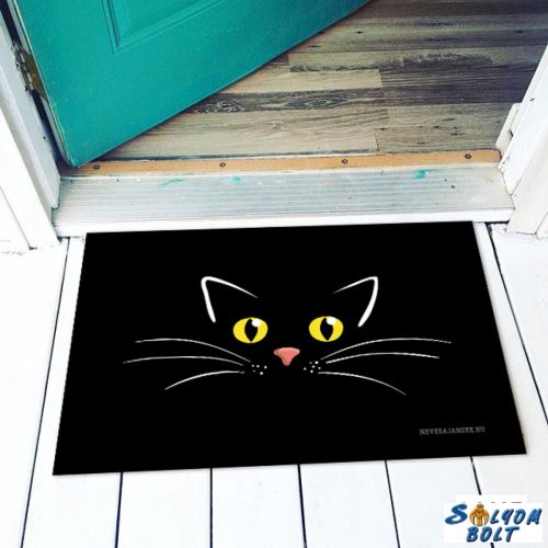 Vicces színes lábtörlő, Fekete cica