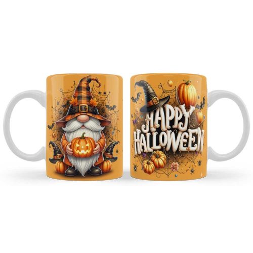 Vicces bögre, Halloween, Sárga manó tökkel