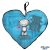 Szív alakú párna, kék szívvel maci, szeretlek
