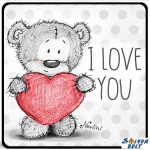 Szerelmes hűtőmágnes, I love you, szürke maci szívvel Szerelmes hűtőmágnes, I love you, szürke maci szívvel