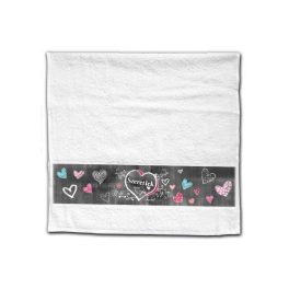 Szerelmes törölköző, szeretlek, krétás rajz