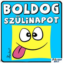   Születésnapi hűtőmágnes, Boldog szülinapot mosoly, kék