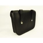 Fekete bőr övtáska, egyfakkos, horgas csatos, fekvő