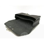 Telefon tok, bőr övtáska, nagyobb méretű, fekete, fekvő, görbe záras