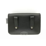 Telefon tok, bőr övtáska, nagyobb méretű, fekete, fekvő, görbe záras