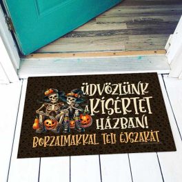   Vicces színes lábtörlő, Halloween, Üdvözlünk a kísértetházban