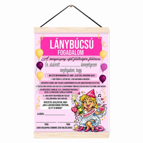 Vicces oklevél, Lánybúcsú fogadalom