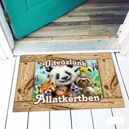 Vicces színes lábtörlő, Üdvözlünk az állatkertben