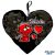 Szív alakú párna, Imádlak, fekete alapon ördög