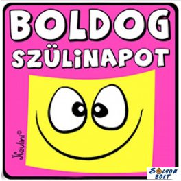   Születésnapi hűtőmágnes, Boldog szülinapot mosoly, rózsaszín