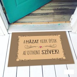   Vicces színes lábtörlő, A házat kezek építik, az otthont szívek