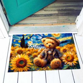   Vicces színes lábtörlő, anyák napja, Van Gogh stílusban