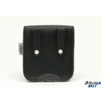 Fekete, kígyóbőr mintás betéttel bőr övtáska, egyfakkos, csatos, kisebb, álló