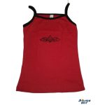 Palmetta mintás piros top, ujjatlan női póló, hátán rovás írással