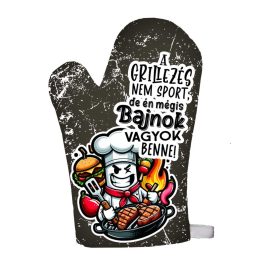   Vicces edényfogó kesztyű, főzőkesztyű, Grillezés bajnoka