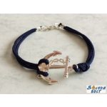 Horgonyos karkötő, sötétkék paracord zsinórral