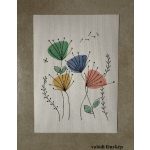 Minimalista virágos kép, kézzel készült alkotás