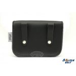 Fekete, kígyóbőr mintás betéttel bőr övtáska, egyfakkos, horgas csatos, fekvő