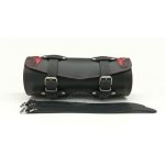 Bőr motoros villatáska, piros lángnyelves