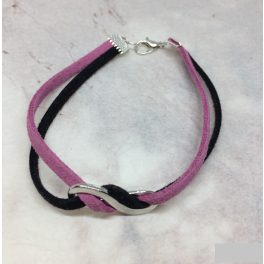   Karkötő rózsaszín-fekete bőrcsíkokkal és végtelen medállal