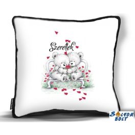   Kicsi díszpárna, macik ölelkeznek, szeretlek, szerelmes ajándék