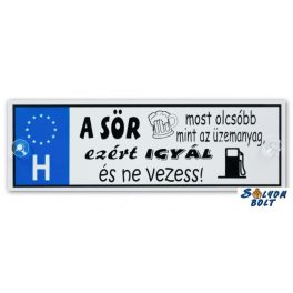   Vicces rendszámtábla, A sör most olcsóbb, mint az üzemanyag