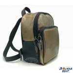 Bőr hátitáska, hátizsák, bronzos 