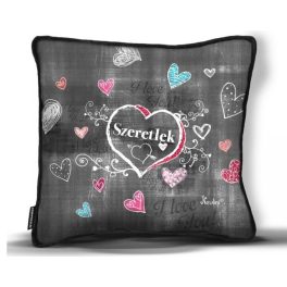   Kicsi díszpárna, Szeretlek krétával rajzolva, szerelmes ajándék