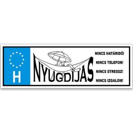 Vicces rendszámtábla, Nyugdíjas