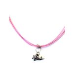 Cica nyaklánc rózsaszín zsinórokkal