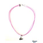Cica nyaklánc rózsaszín zsinórokkal