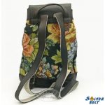 Bőr-szövet hátitáska, hátizsák, virág mintával