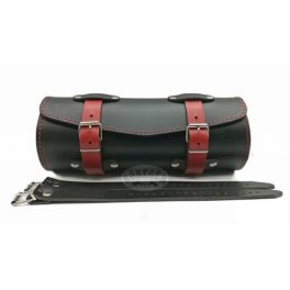 Bőr motoros villatáska, fekete-piros