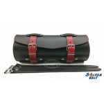 Bőr motoros villatáska, fekete-piros