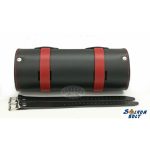 Bőr motoros villatáska, fekete-piros