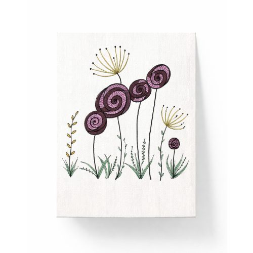 Spirálos virágmező, kézzel készült kép