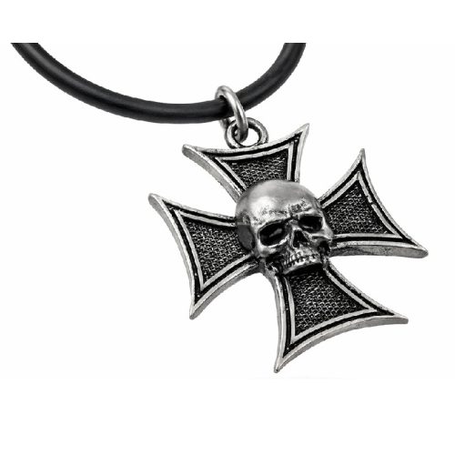 Vaskereszt koponyával nyaklánc